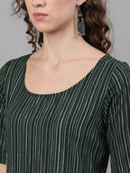 Aks Striped Round Neck Pure Cotton Straight Kurta And Trousers | Grocsy