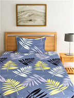 Home Sizzler Grey & White Floral 144 TC Single Bedsheet with 1 Pillow Covers | Grocsy