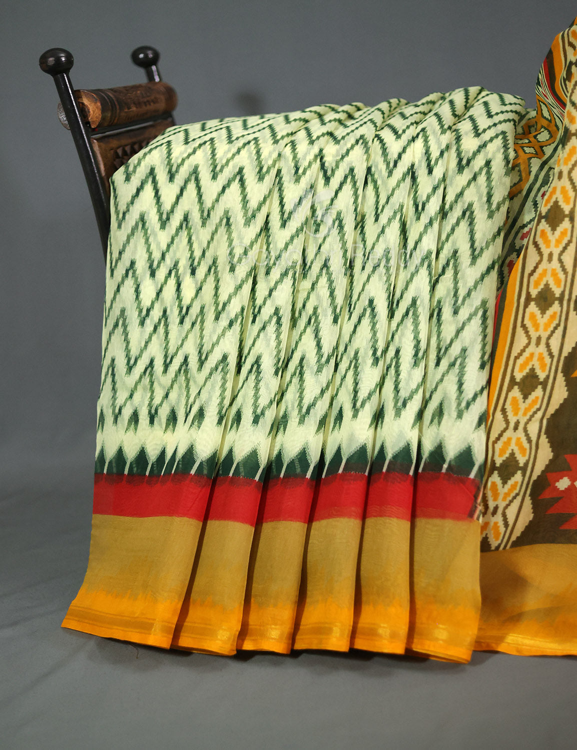 Shades of Cream And Haldi Colour Blouse Patola Print Semi Chanderi Saree By Gayathri Reddy Designer Studio | Grocsy