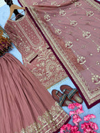 Anaita Pink Faux Georgette Readymade Suit with Embroidery & Moti Work | Grocsy