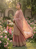 Anaita Pink Faux Georgette Readymade Suit with Embroidery & Moti Work | Grocsy