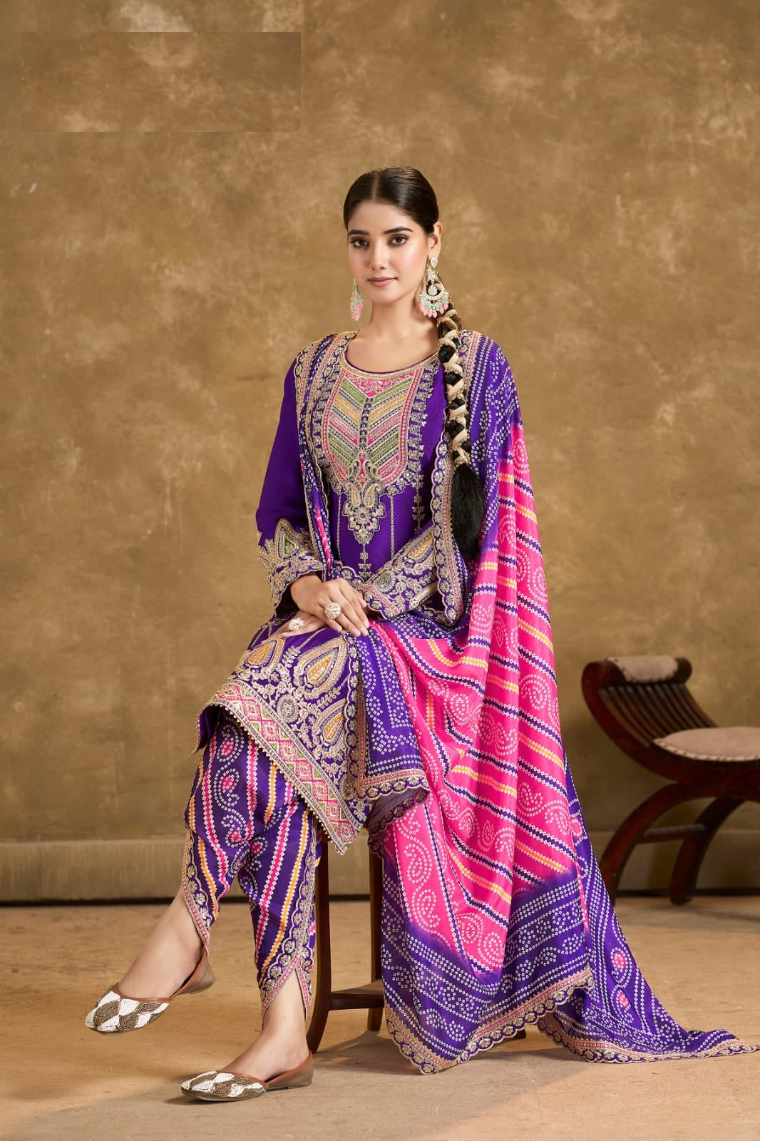 Anaita Purple Chinon Sequence Embroidered Readymade Salwar Suit | Grocsy