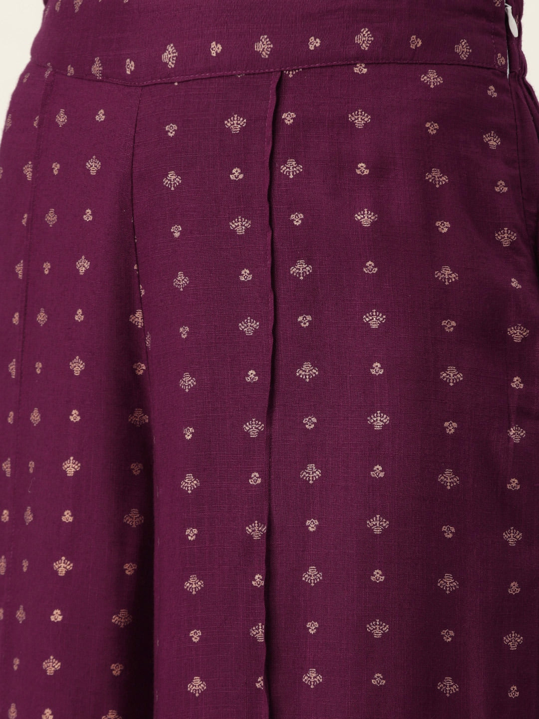 Sangria Women Wine-Coloured & Golden Khari Printed Kurta with Palazzos | Grocsy