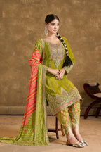 Anaita Green Chinon Sequence Embroidered Readymade Salwar Suit | Grocsy