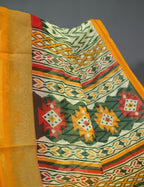 Shades of Cream And Haldi Colour Blouse Patola Print Semi Chanderi Saree By Gayathri Reddy Designer Studio | Grocsy