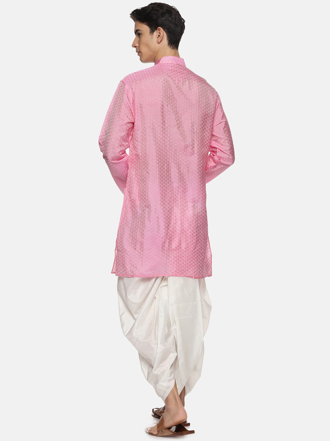Sethukrishna Men Pink Kurta with Dhoti Pants | Grocsy