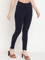 TAG 7 Women Navy Blue Solid Leggings | Grocsy