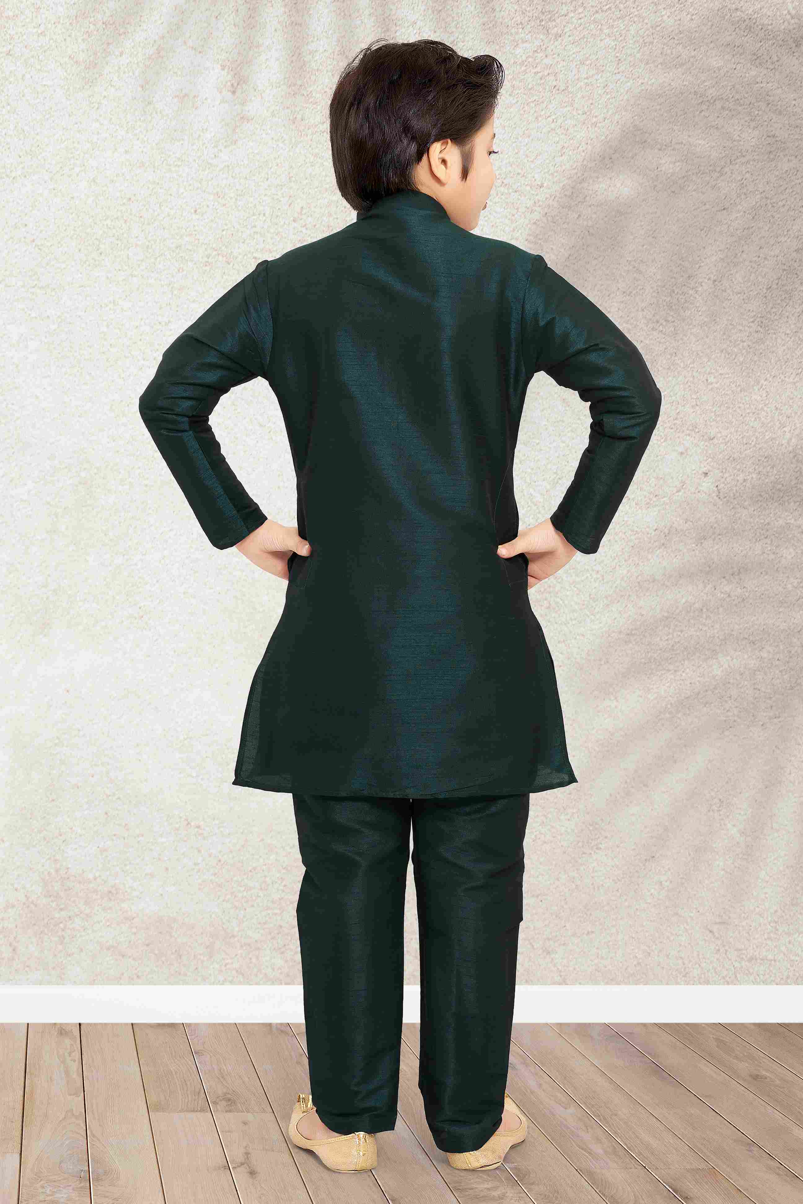 Raivat Ethnic Banarasi Silk Digital Printed Kurta Pajama With Jacket In Pista Green Colour | Grocsy