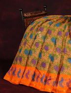 Pastel Peach All Over Printed Semi Chanderi Saree By Gayathri Reddy Designer Studio | Grocsy