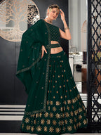 Myra Green Georgette Embroidered Designer Lehenga | Grocsy