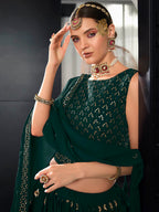 Myra Green Georgette Embroidered Designer Lehenga | Grocsy