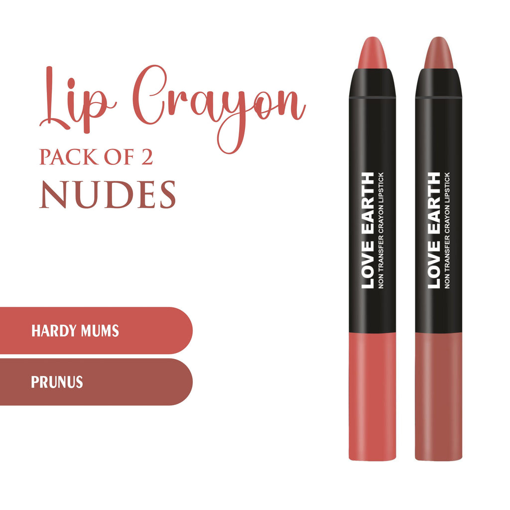 Love Earth Lip Crayon Non-Transfer Lipstick - Nudes | Grocsy