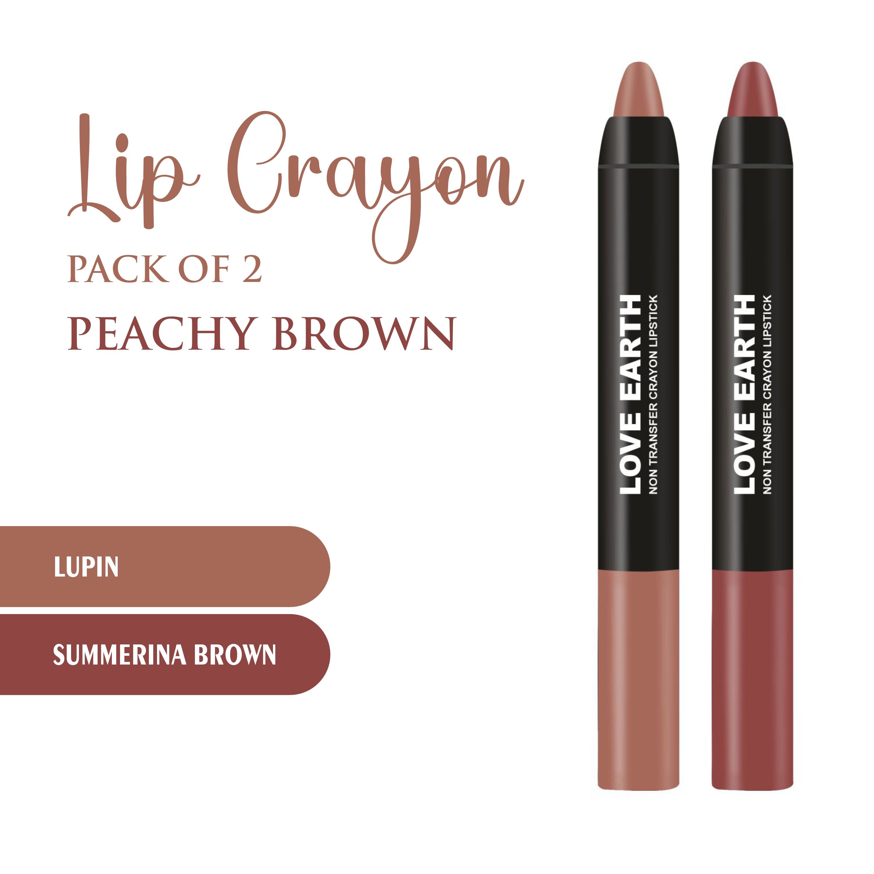 Love Earth Lip Crayon Non-Transfer Lipstick - Peachy Brown | Grocsy