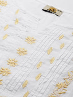 ADA Ethnic Motifs Chikankari Embroidered Cotton Kurta | Grocsy