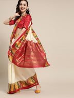 Saree Mall Off White Solid Chanderi Sarees | Grocsy