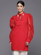 Ahalyaa Women's Crepe Red Tunic | Grocsy