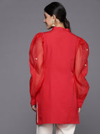 Ahalyaa Women's Crepe Red Tunic | Grocsy
