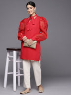 Ahalyaa Women's Crepe Red Tunic | Grocsy
