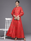 Ahalyaa Ethnic Motifs Keyhole Neck Ethnic Maxi Dress | Grocsy