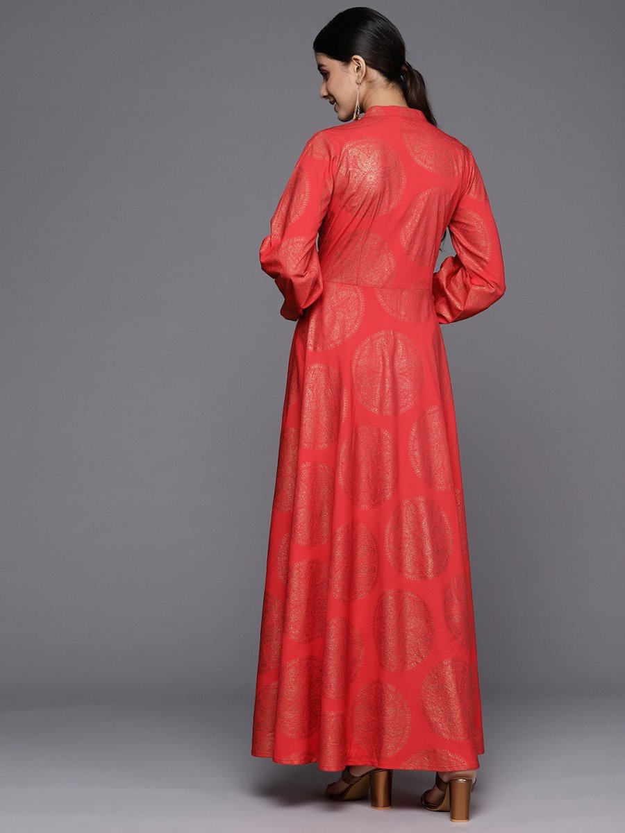 Ahalyaa Ethnic Motifs Keyhole Neck Ethnic Maxi Dress | Grocsy