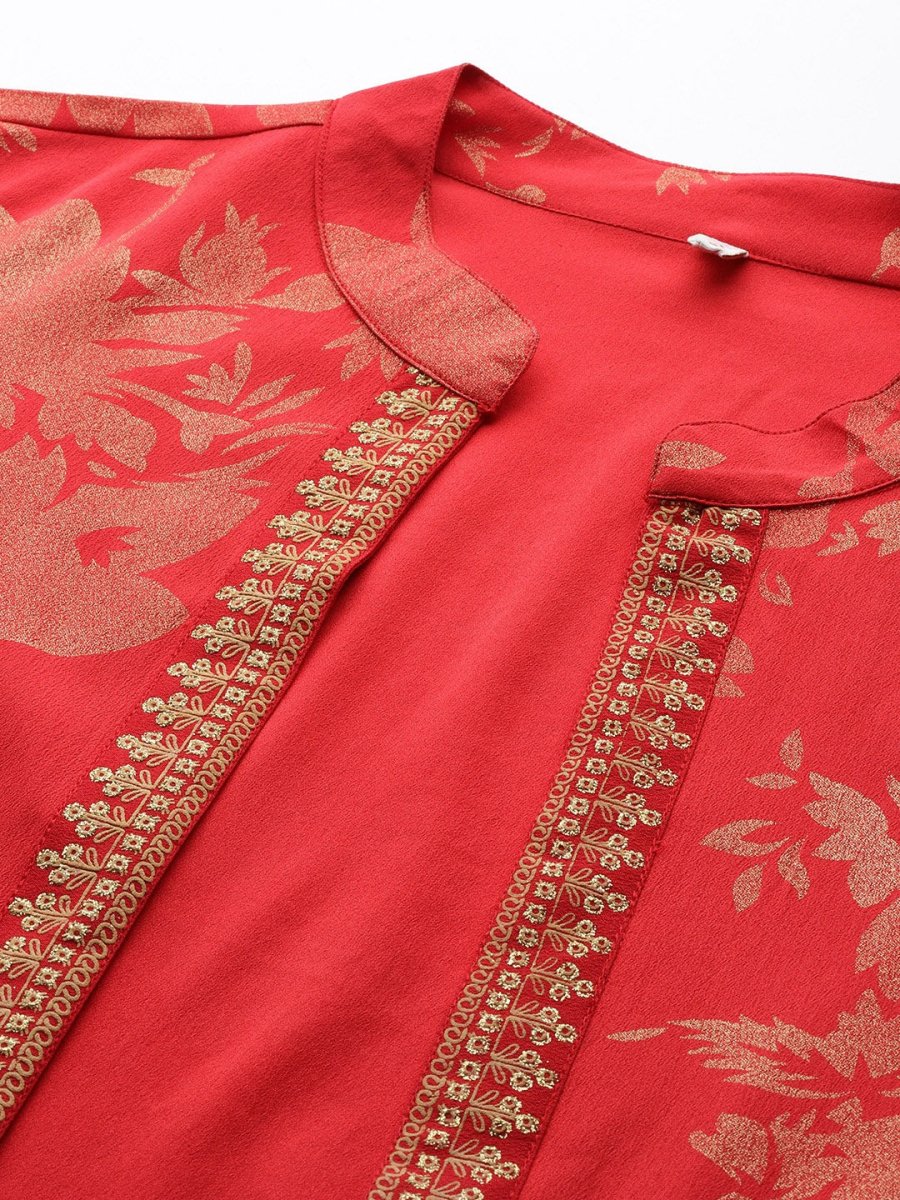 Ahalyaa Crepe Top With Skirt & Jacket | Grocsy