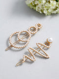 Panash Women Set of 2 Gold-Toned & White Beaded Hair Pins | Grocsy