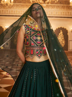 Myra Green Gorgette Embroidered Designer Lehenga Choli | Grocsy