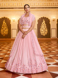 Myra Pink Gorgette Embroidered Designer Lehenga Choli | Grocsy