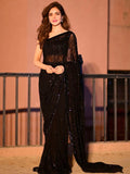 Sangria Elegant Black Sequinned Embellished Saree | Grocsy