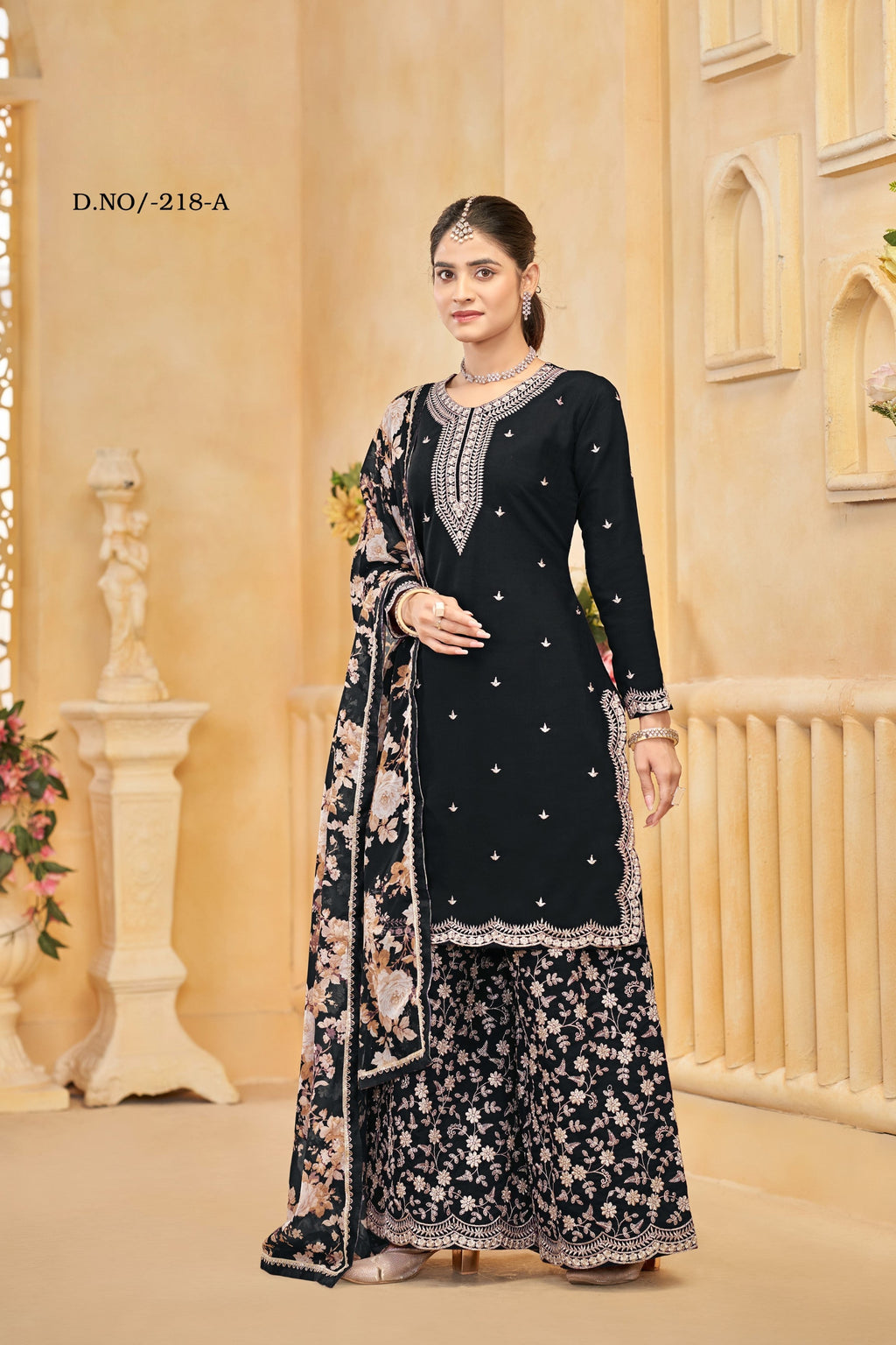 Anaita Black Roman Silk Embroidered Salwar Suit | Grocsy