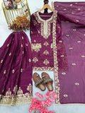 Anaita Purple Silk Readymade Suit with Embroidery & Diamond Work | Grocsy