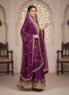 Anaita Purple Silk Readymade Suit with Embroidery & Diamond Work | Grocsy