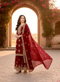 Anaita Maroon Silk Readymade Suit with Embroidery & Diamond Work | Grocsy