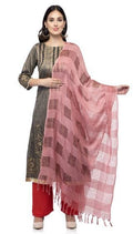 A R Silk Women's Cotton Window Check Rose Pink Regular Dupatta | Grocsy