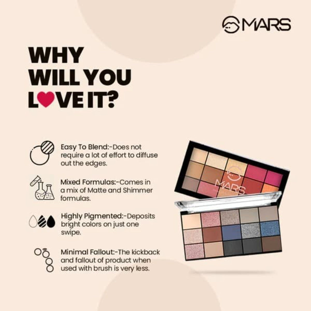 MARS Cosmetics Fantasy 15 Eyeshadow Palette - 1 | Grocsy