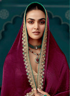 Anaita Maroon Embroidery Work Saree With Jacquard Work Blouse Piece | Grocsy
