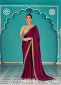 Anaita Maroon Embroidery Work Saree With Jacquard Work Blouse Piece | Grocsy