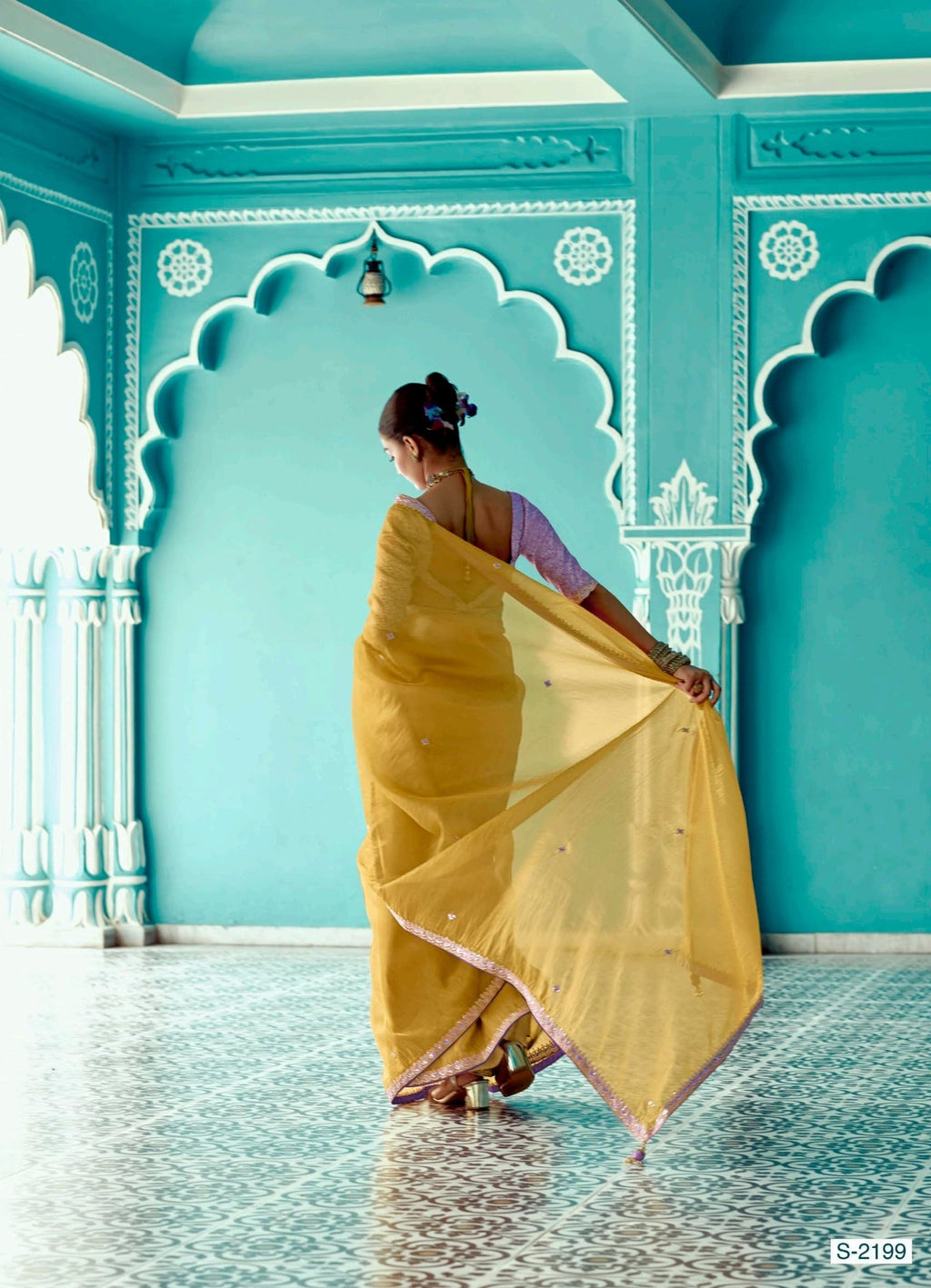 Anaita Yellow Embroidery Work Saree With Jacquard Work Blouse Piece | Grocsy
