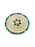 NVR Women's Traditional Ethnic Kundan Meenakari Gold-Polished Ajustable Finger Ring | Grocsy