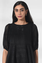W for Woman Black Lurex Striped Top | Grocsy