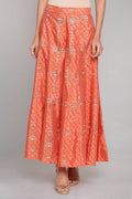 W for Woman Orange Printed Flared Pants | Grocsy