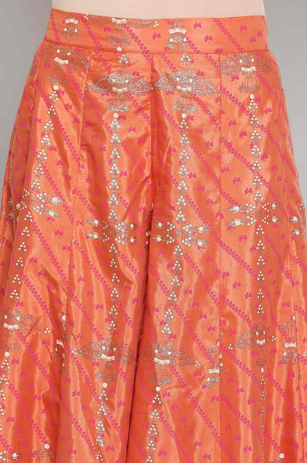 W for Woman Orange Printed Flared Pants | Grocsy