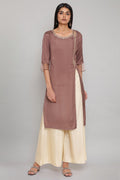 W for Woman Purple Embroidered kurta-Flared Pants Set | Grocsy