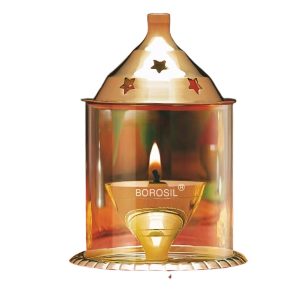 Borosil Akhand Diya (Large, Brass) | Grocsy