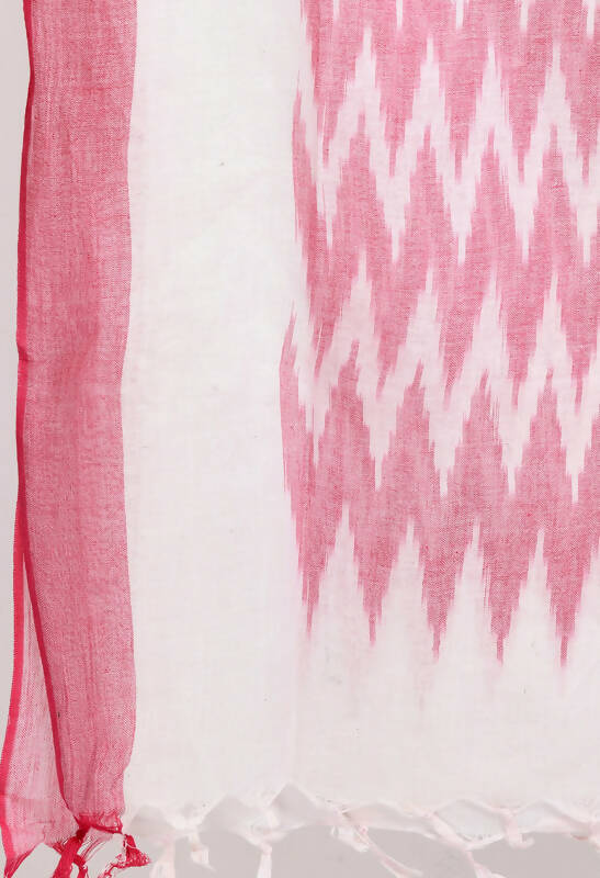 Mominos Fashion Moeza Women's Handloom Cotton Ikkat Baby Pink Dupatta | Grocsy