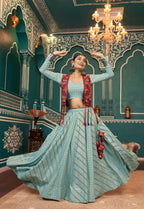 AI Fashion Pista Green Viscose Rayon Designer Navratri Lehenga Choli Collection | Grocsy
