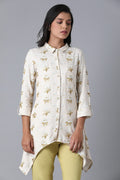 W for Woman Ecru Printed Top | Grocsy
