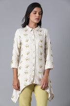 W for Woman Ecru Printed Top | Grocsy