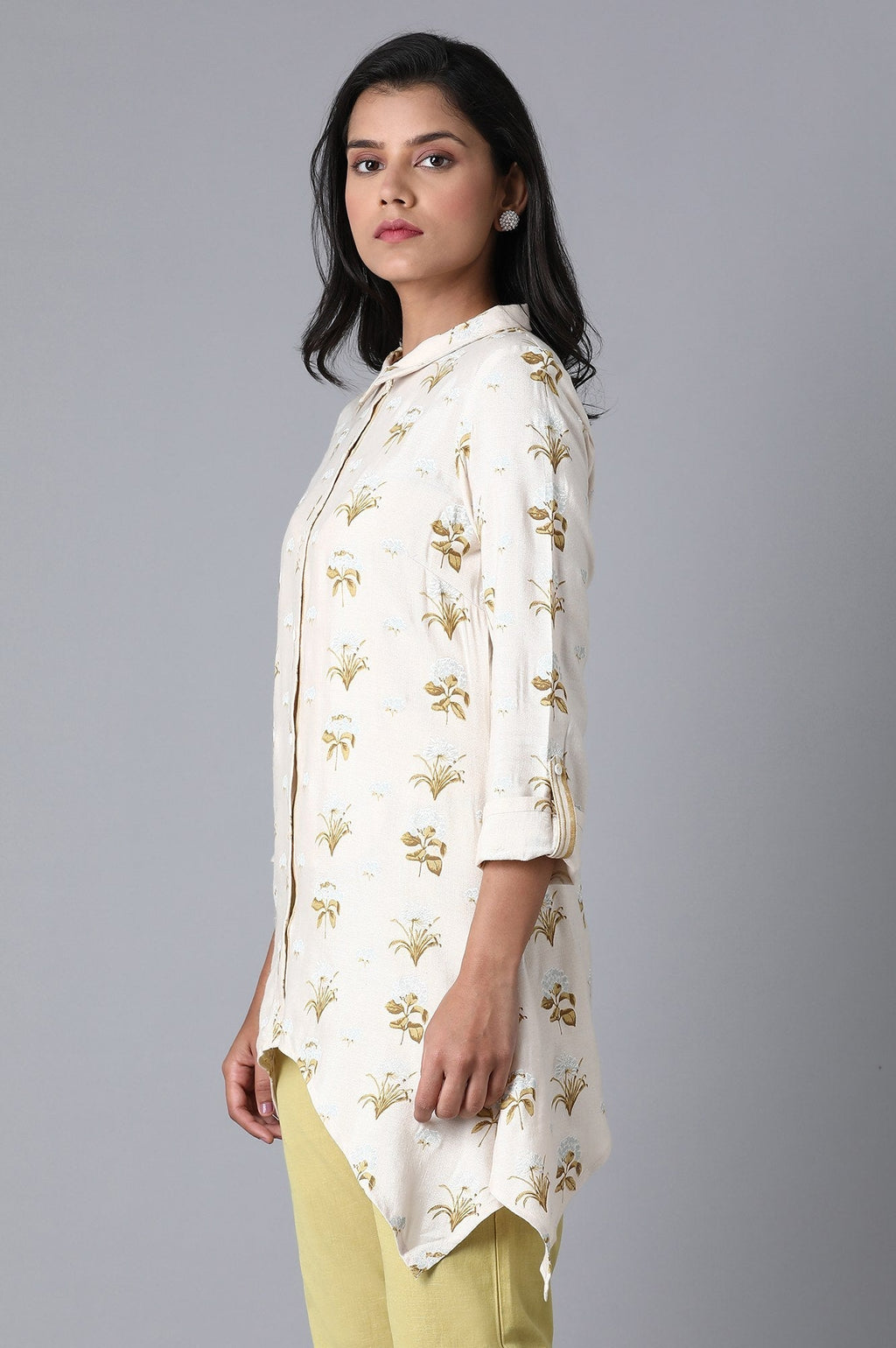 W for Woman Ecru Printed Top | Grocsy