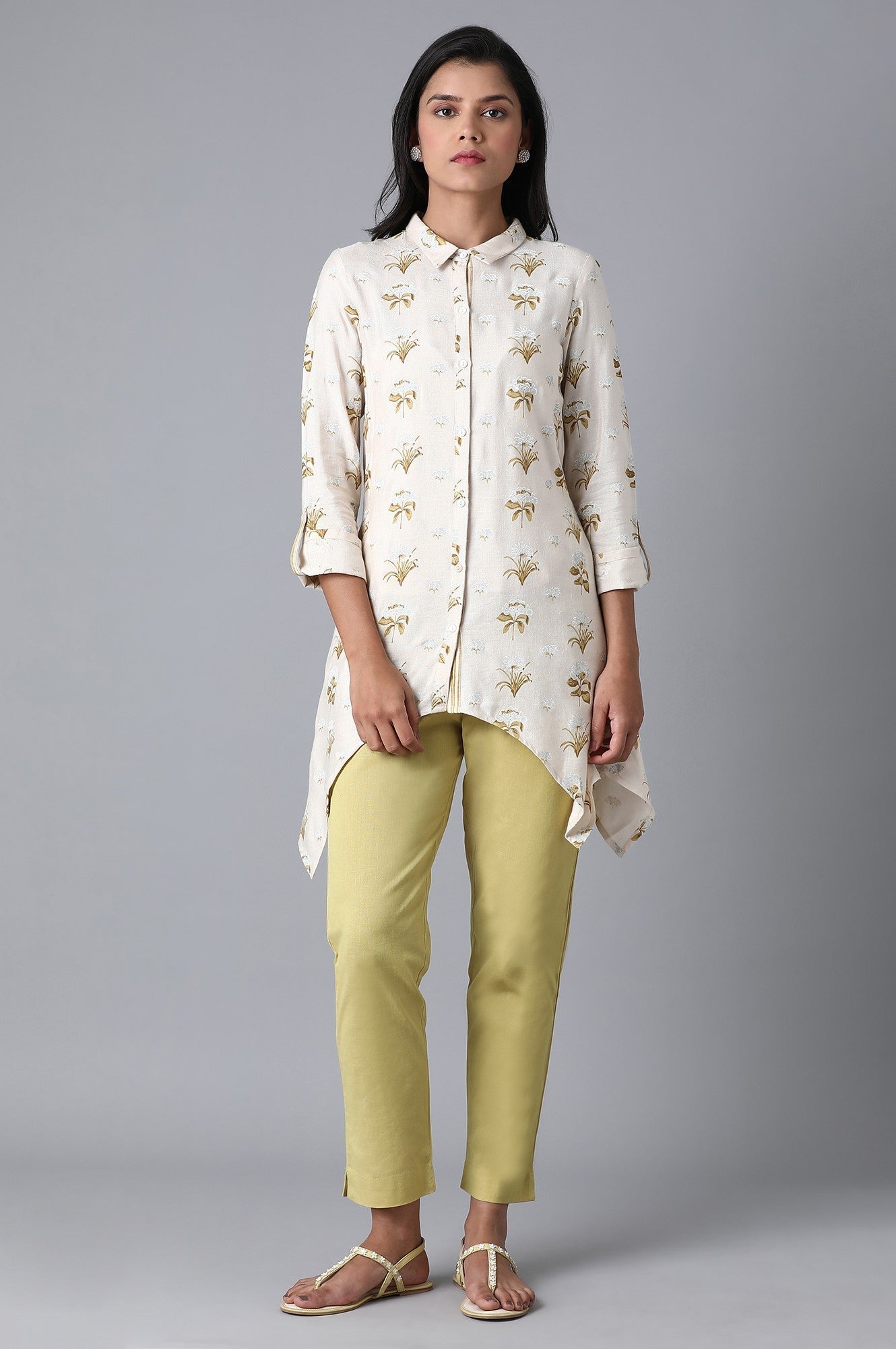 W for Woman Ecru Printed Top | Grocsy